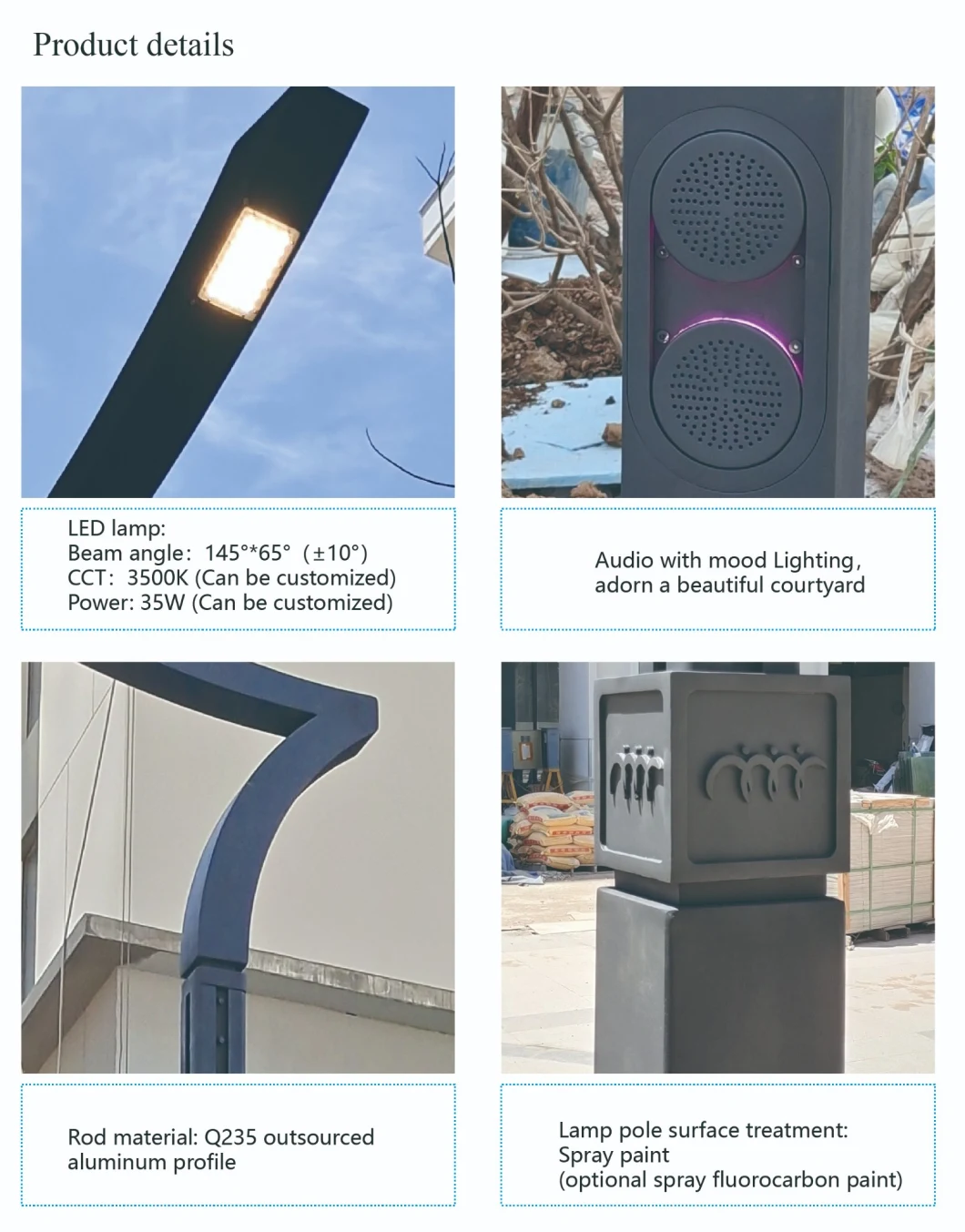 35W Multi-Function: CCTV Camera, LED Display, Audio, Charging Pile, Smart LED Garden Light Pole