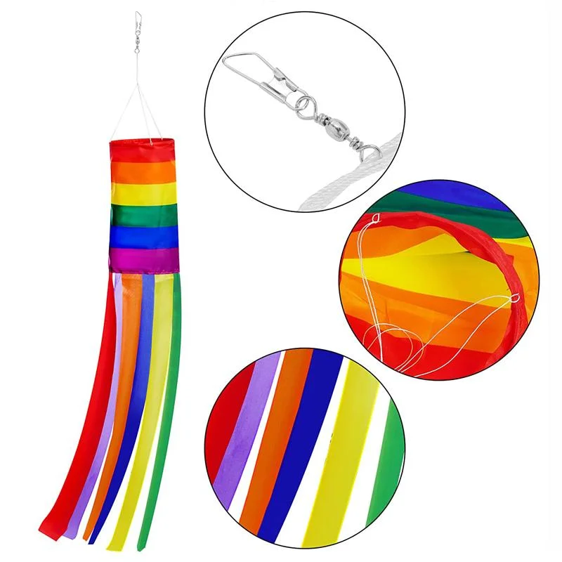 Custom Design Rainbow 24&quot; Windsock Silk Screen Printing Gay Pride Windsock